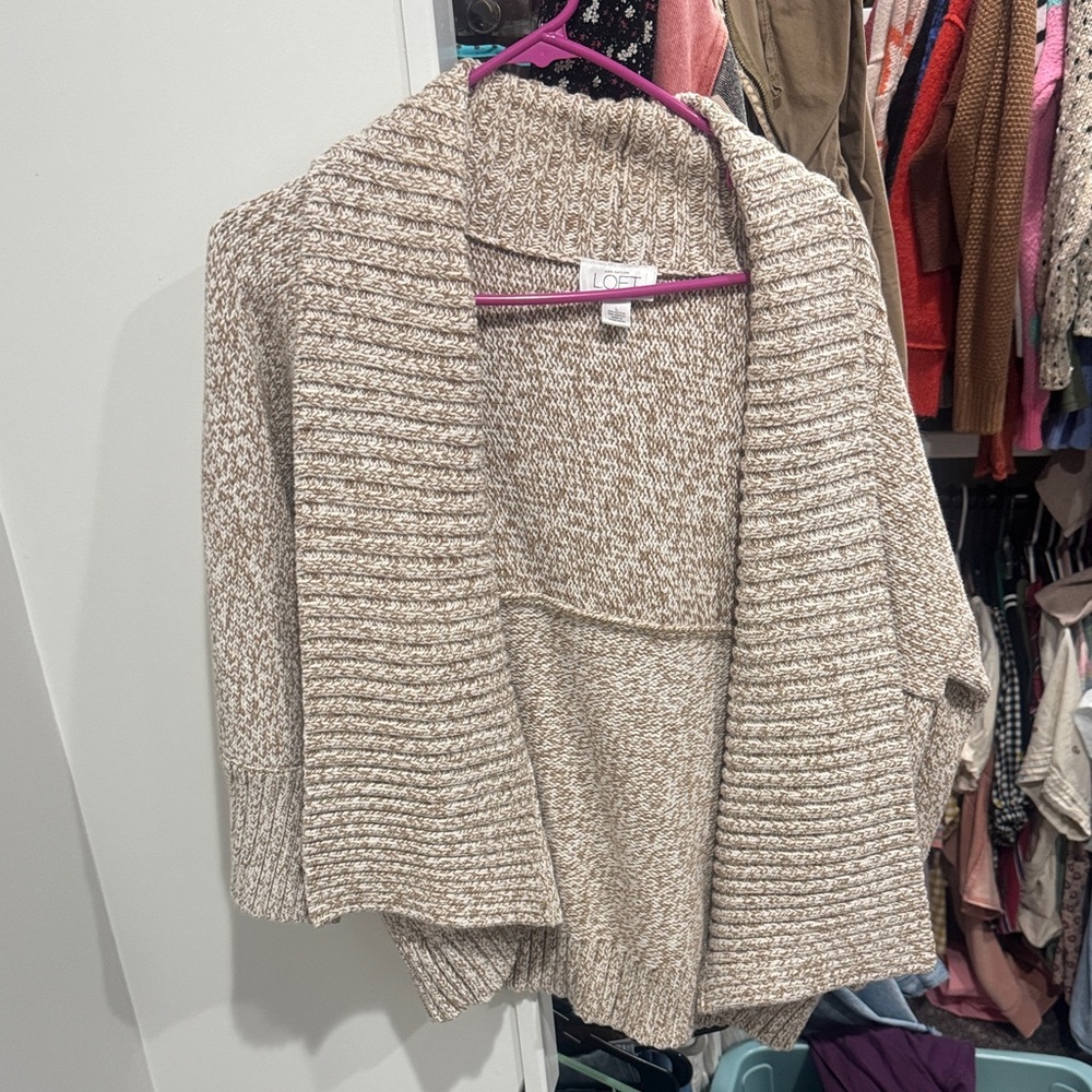 LOFT Women's Tan Cardigan Sweater